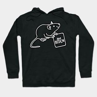 Minimal Line Drawing of Rat with Joe Biden Sign Hoodie